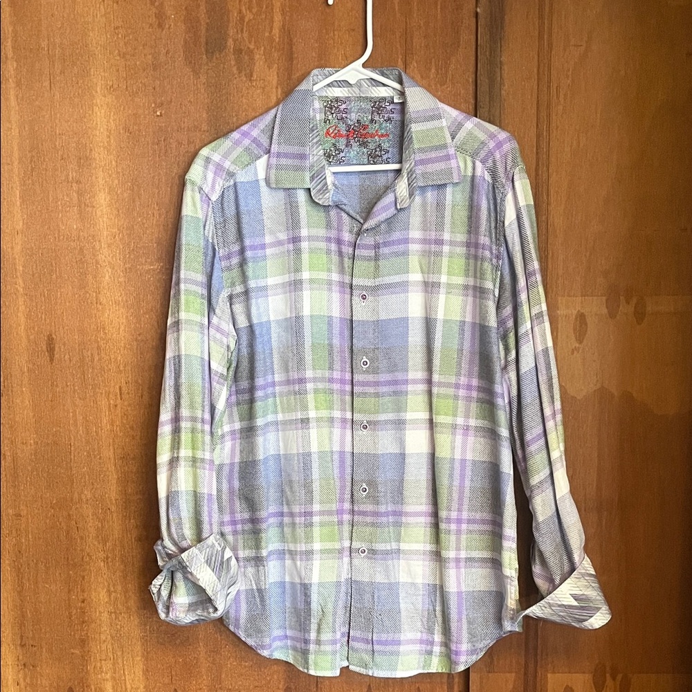 Robert Graham Green and Purple Casual Button Down Shirt